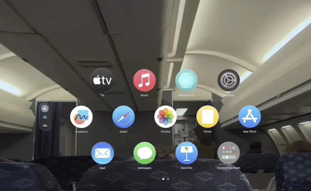 Using Apple Vision Pro Travel Mode in the airplane cabin